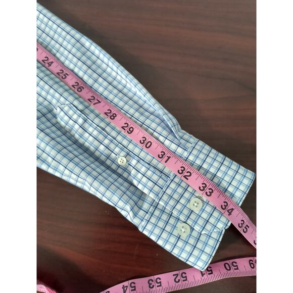 Mizzen+Main Performance Shirt Men’s Sz L Trim Blue Check Stretch No Tuck - Picture 7 of 13